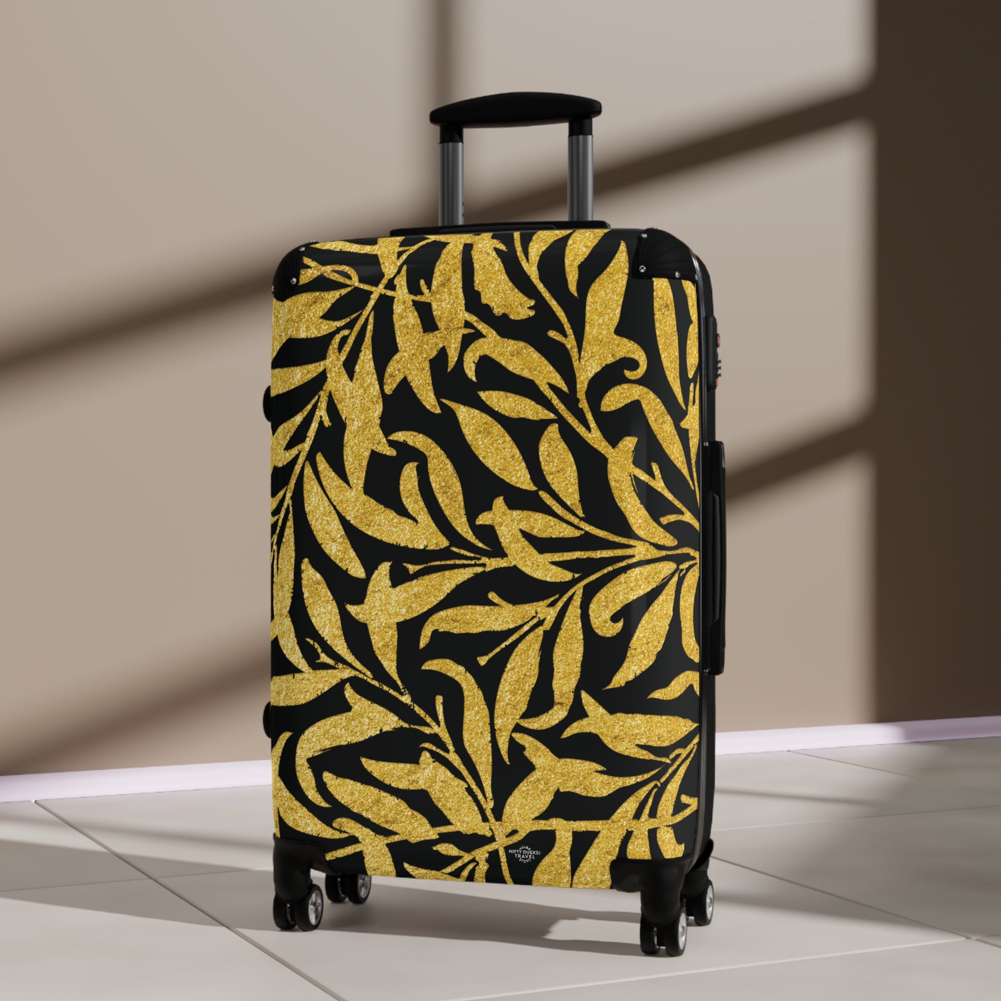 Gold Leaves - Black - Suitcase - Stylish Luggage for Adventurers