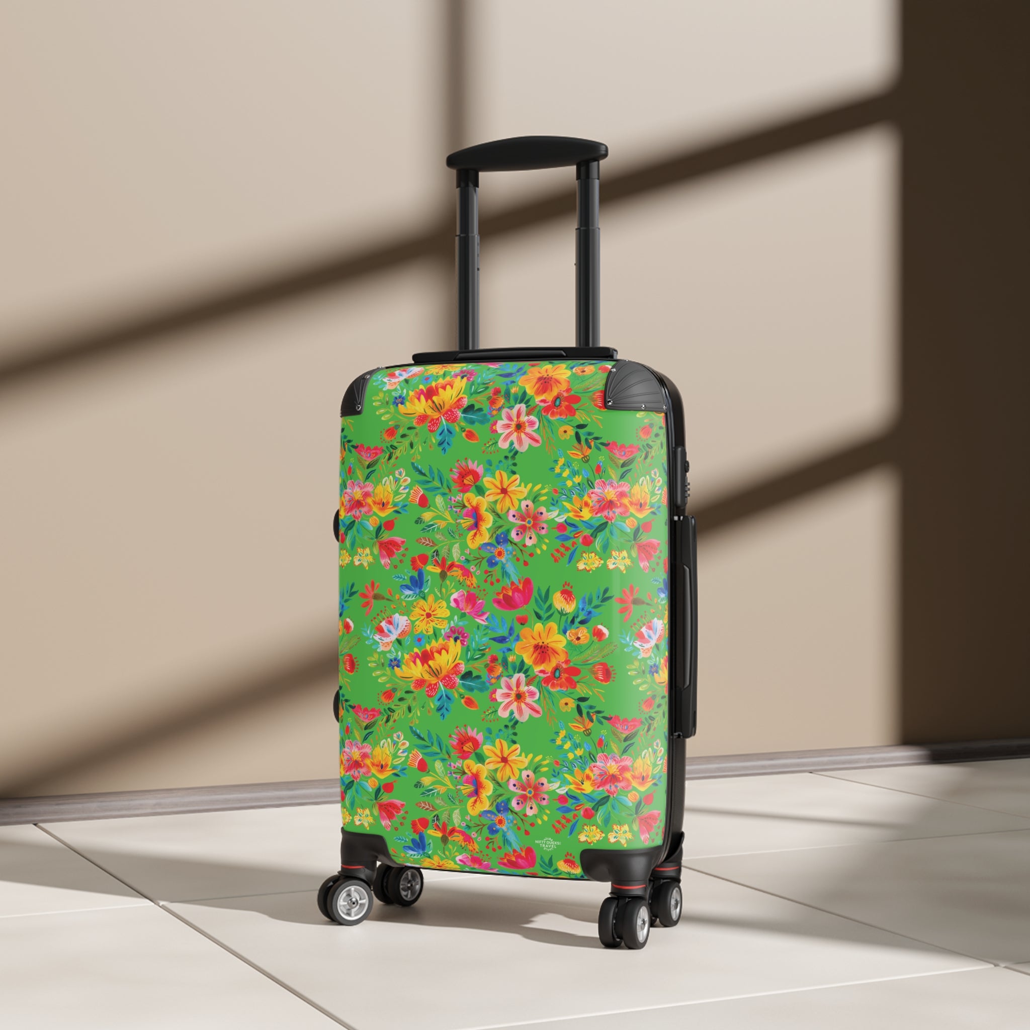 Bright Watercolor Flowers - Lime Green - Suitcase - Stylish Luggage for Adventurers