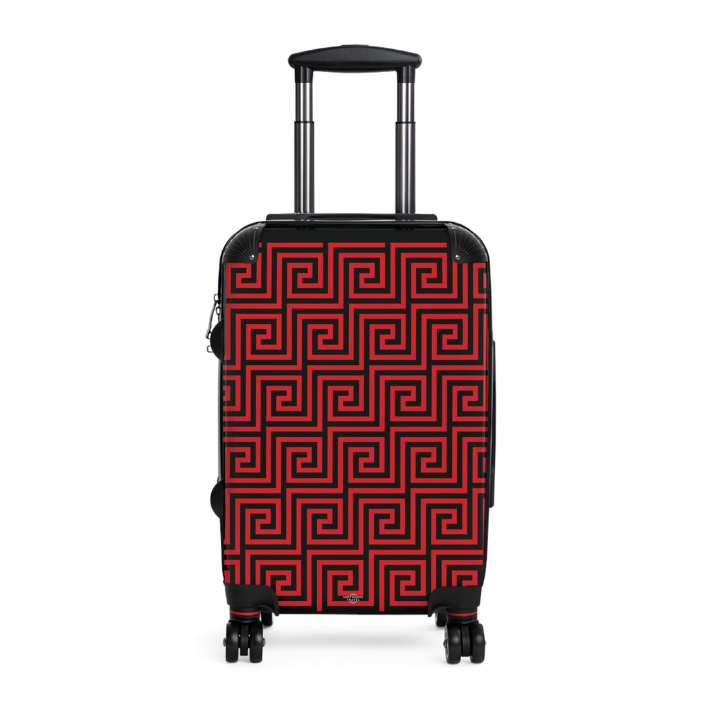 Greek Key - Red - Black - Suitcase - Stylish Luggage for Adventurers