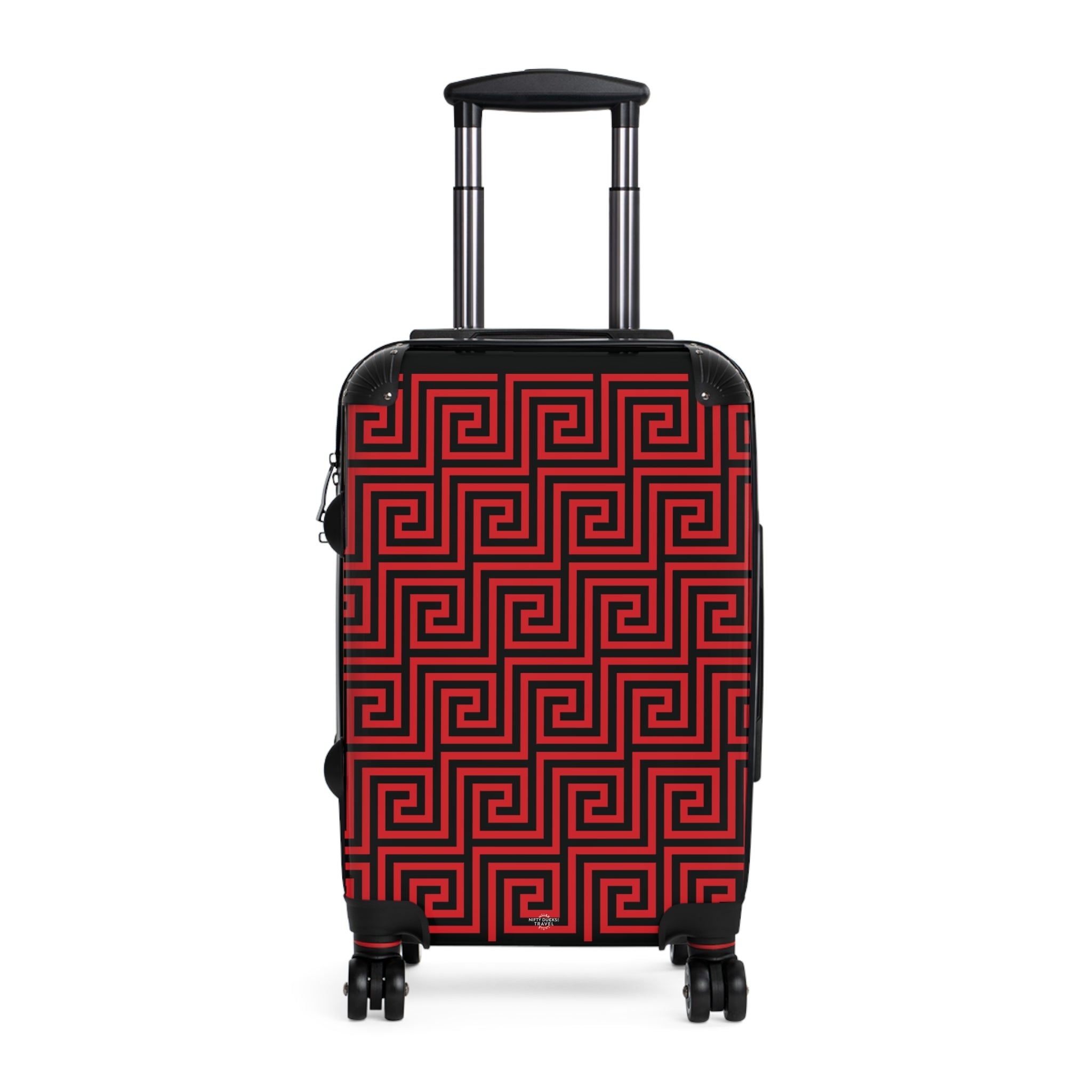 Greek Key - Red - Black - Suitcase - Stylish Luggage for Adventurers