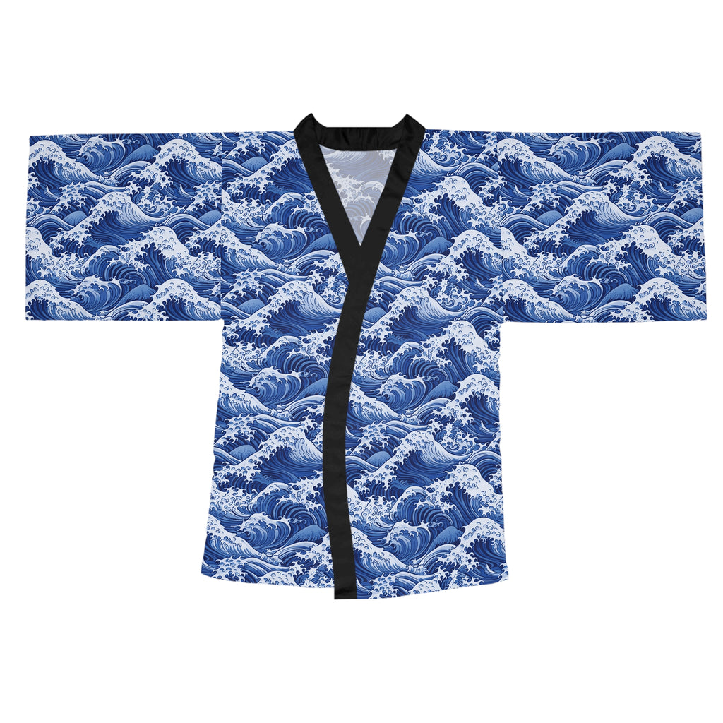 Tempest Tides - Blue - Long Sleeve Kimono Robe - Chic Loungewear, Spa Outfit, Gift for Her, Inner Peace, Home Comfort