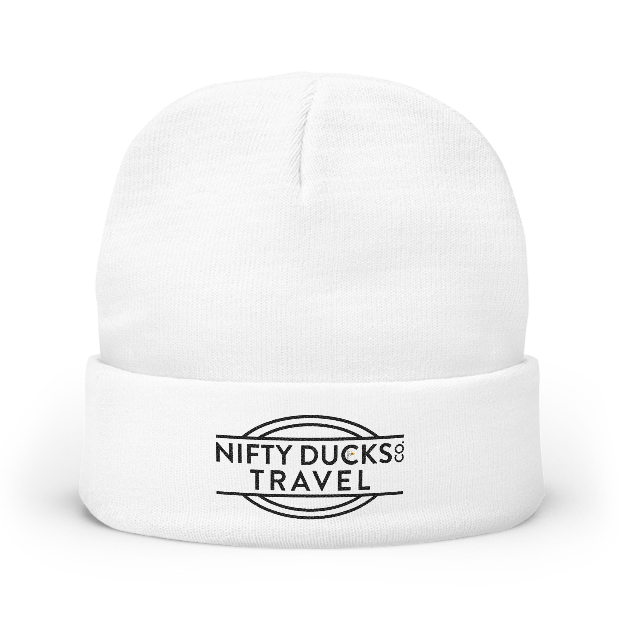 Custom Embroidered Knit Beanie - Black Logo | Cozy Winter Hat for Travel Lovers, Gift for Him/Her, Outdoor Adventure Gear, Casual Style Accessory