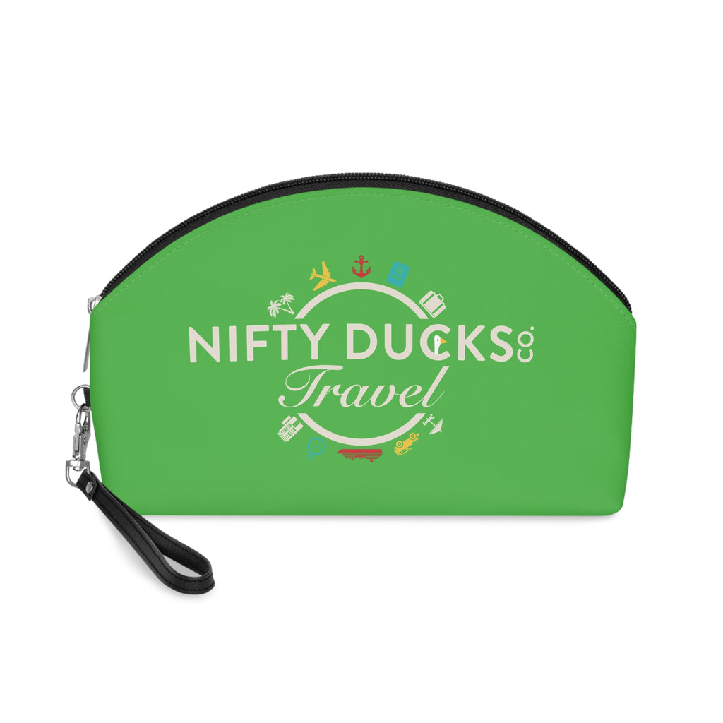Nifty Ducks Travel Logo - Makeup Bag - Fun & Functional Travel Accessory - Lime Green