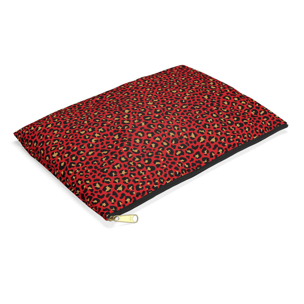 Spicy Kitty - Scarlet - Leopard Print - Nifty Ducks Travel Accessory Pouch - Perfect for Adventurers & Travelers