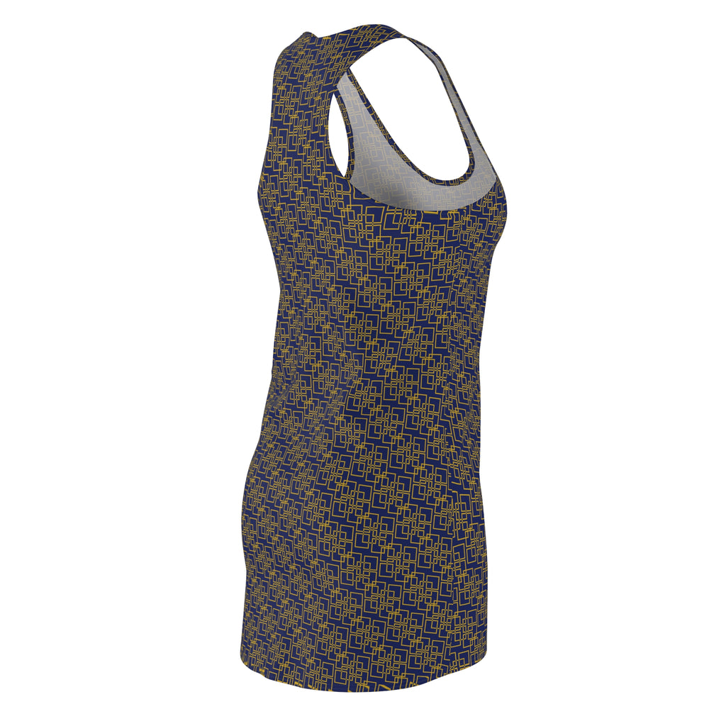 Linea Moda - Midnight Mallard - Gold - Racerback Dress for Summer Fun, Beach Wear, Vacation Style, Party Outfit, Ladies Sundress