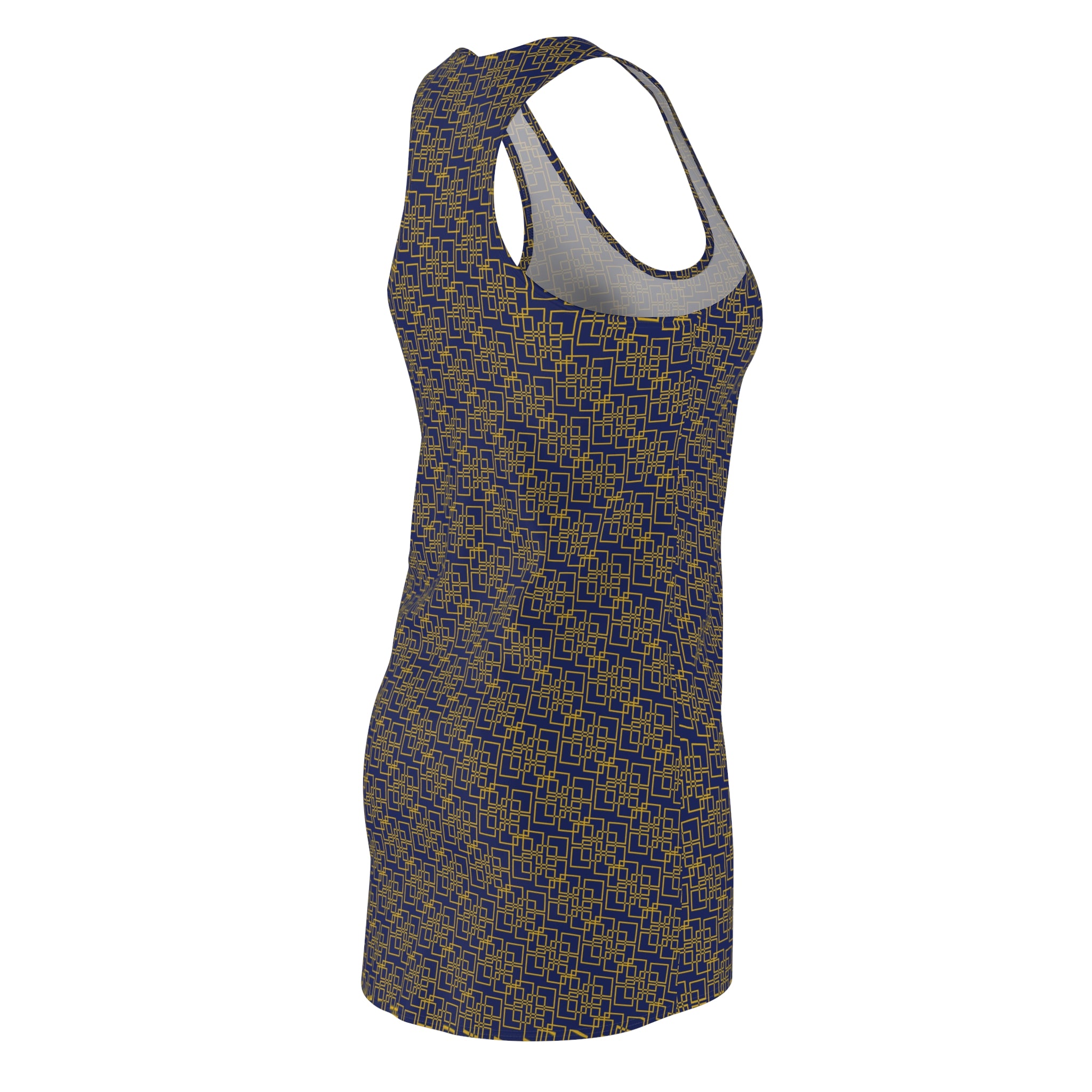 Linea Moda - Midnight Mallard - Gold - Racerback Dress for Summer Fun, Beach Wear, Vacation Style, Party Outfit, Ladies Sundress