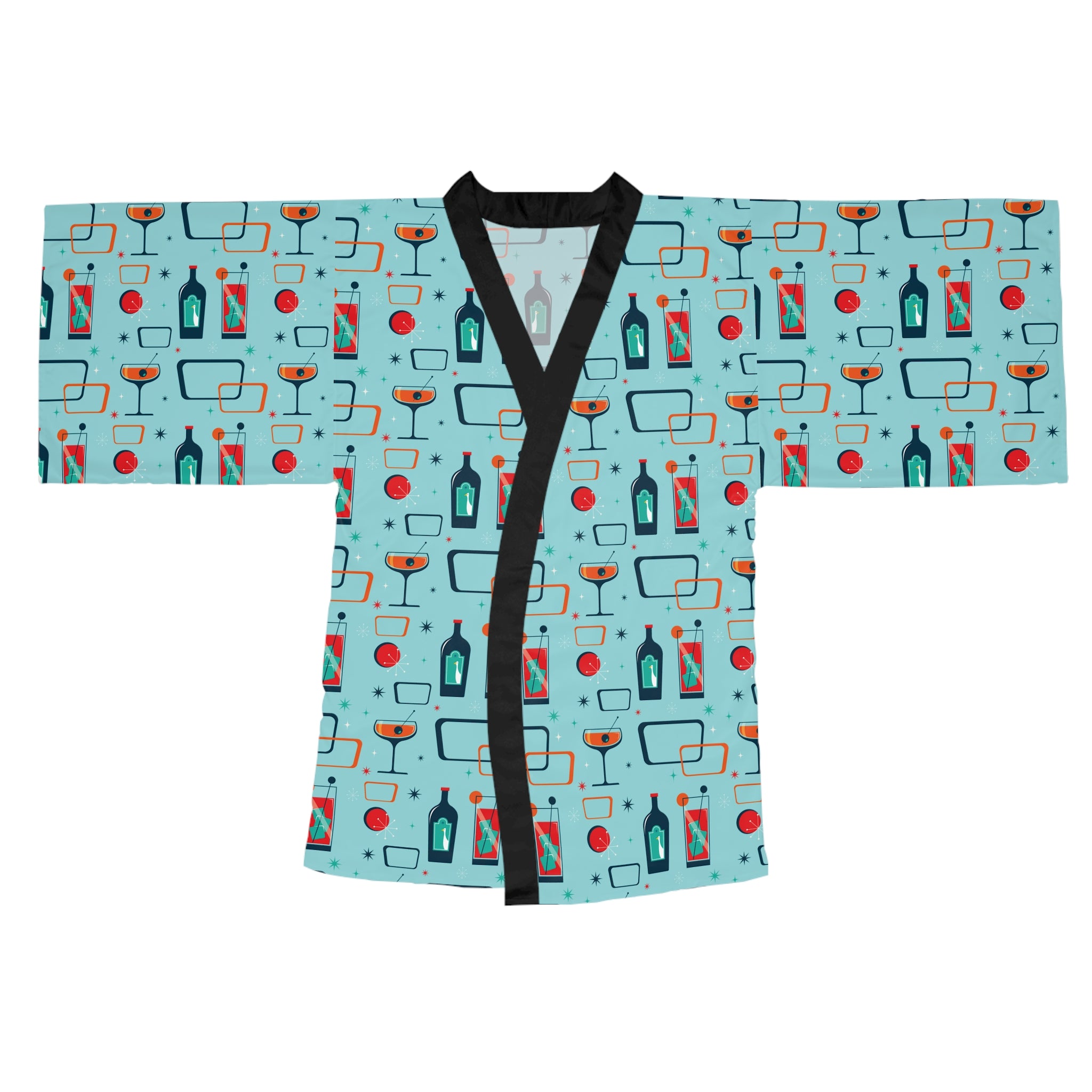 Cocktail Time - Electric Blue - Long Sleeve Kimono Robe - Chic Loungewear, Spa Outfit, Gift for Her, Inner Peace, Home Comfort