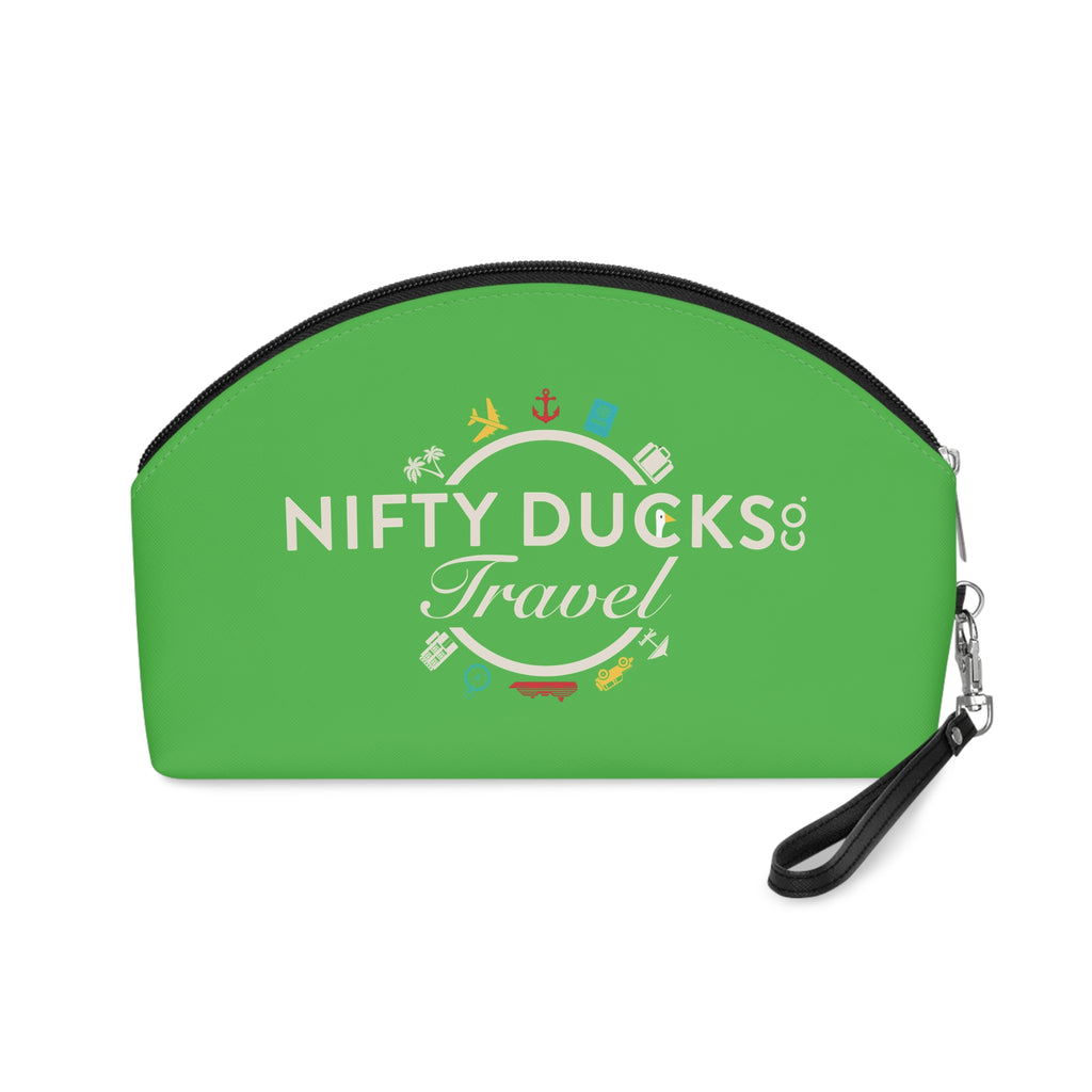 Nifty Ducks Travel Logo - Makeup Bag - Fun & Functional Travel Accessory - Lime Green