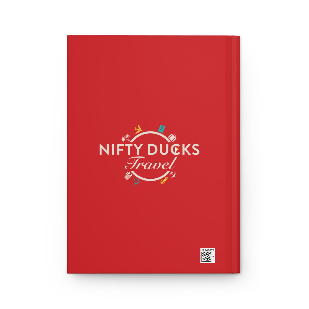 Traveling Ducks - Nifty Ducks Travel Logo - Scarlet - Hardcover Journal - Matte Finish