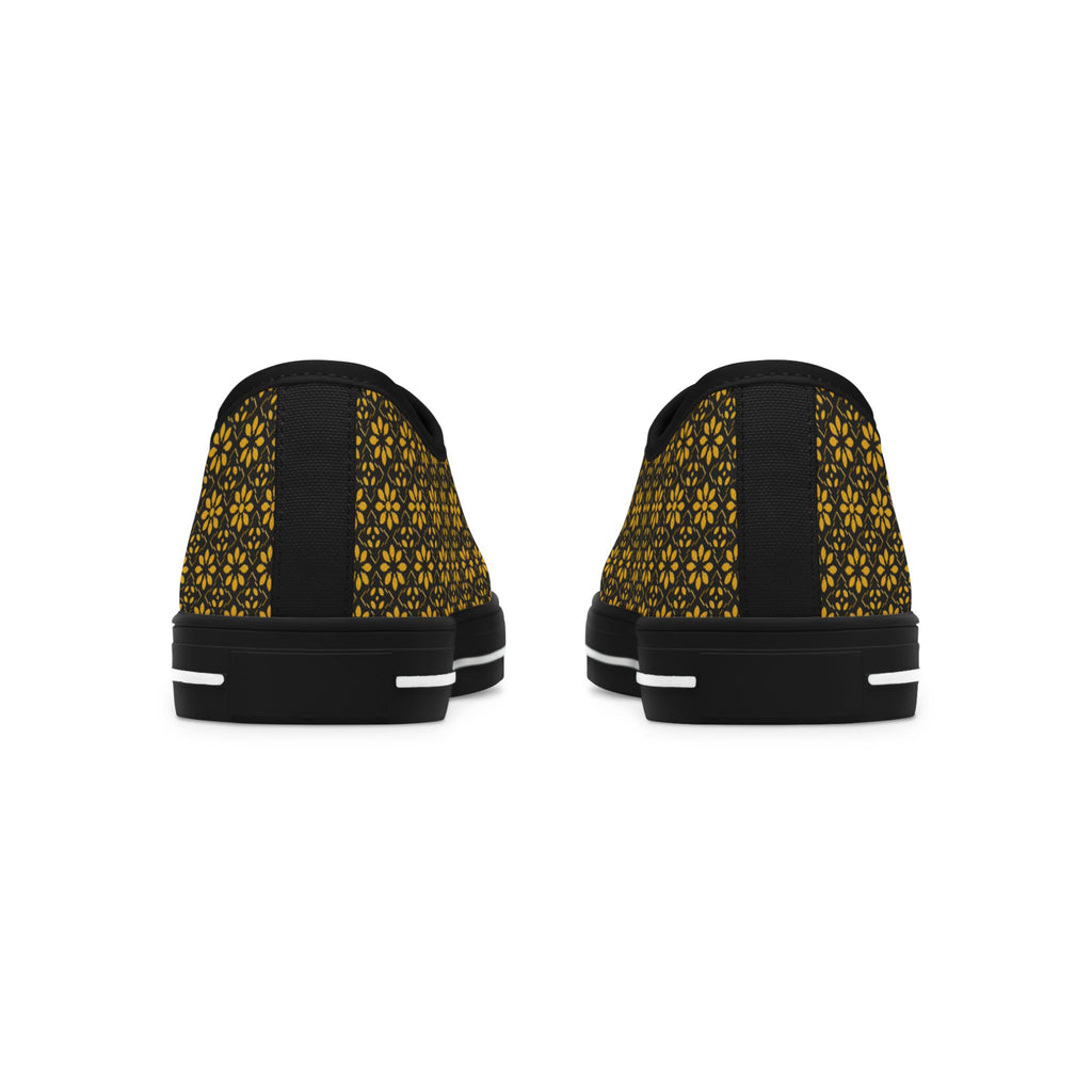 Florina - Gold - Black - Women's Low Top Sneakers — Casual Canvas Shoes