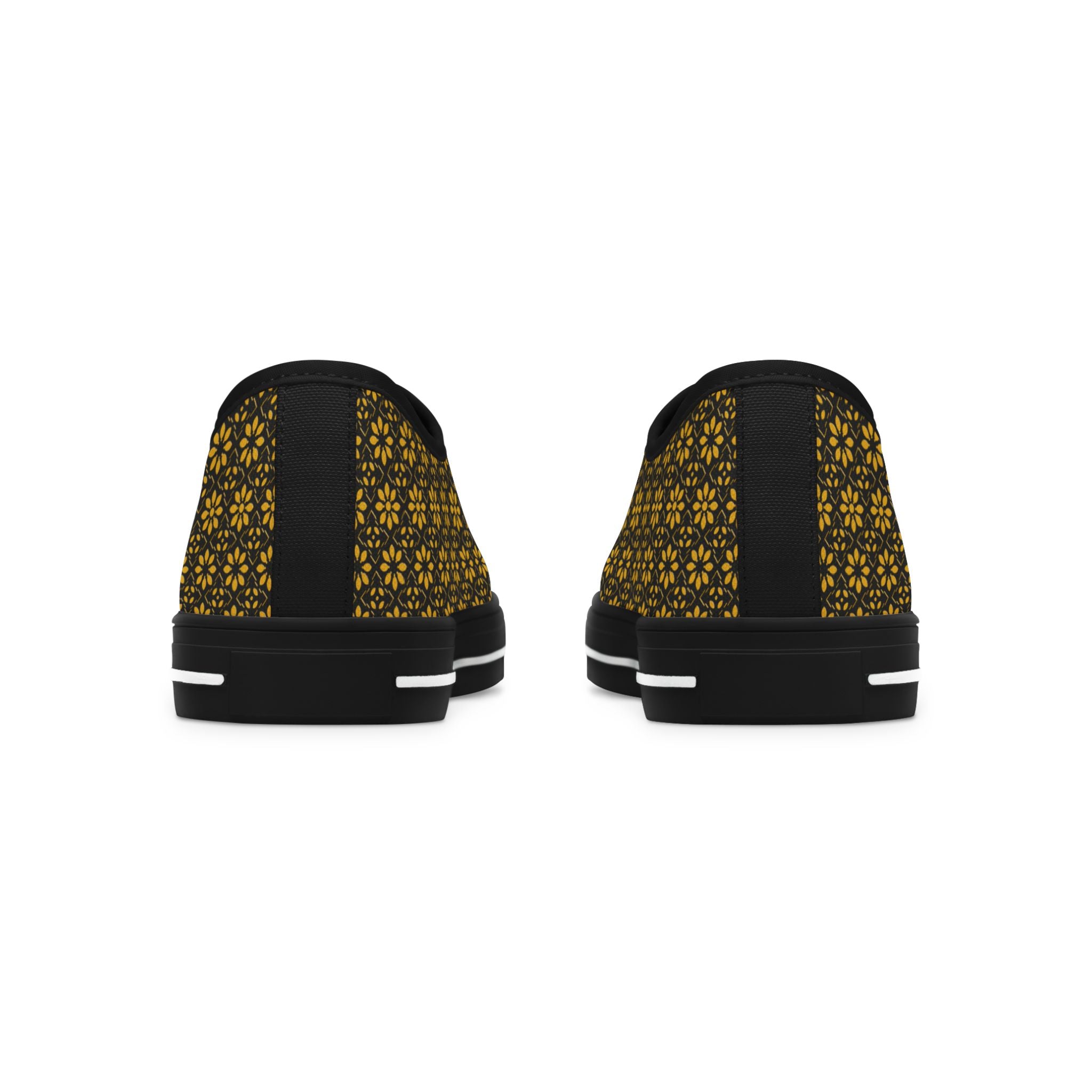 Florina - Gold - Black - Women's Low Top Sneakers — Casual Canvas Shoes