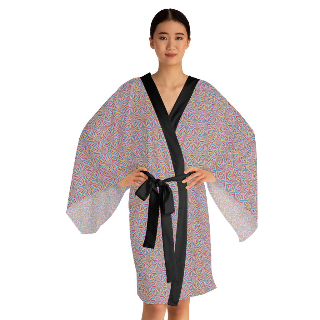 Colorful Pinwheel - Long Sleeve Kimono Robe - Chic Loungewear, Spa Outfit, Gift for Her, Inner Peace, Home Comfort