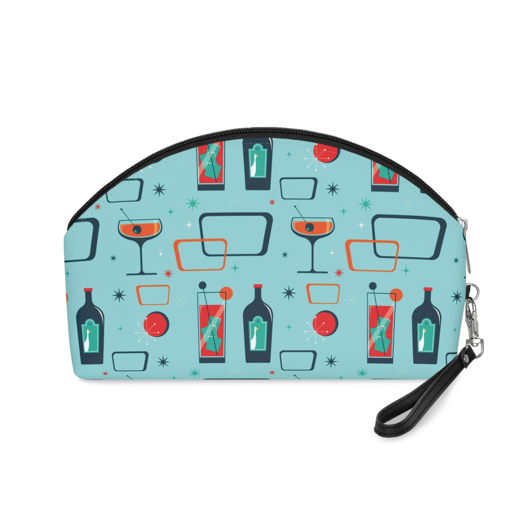 Cocktail Time - Electric Blue - Mid Century design - Makeup Bag - Fun & Functional Travel Accessory
