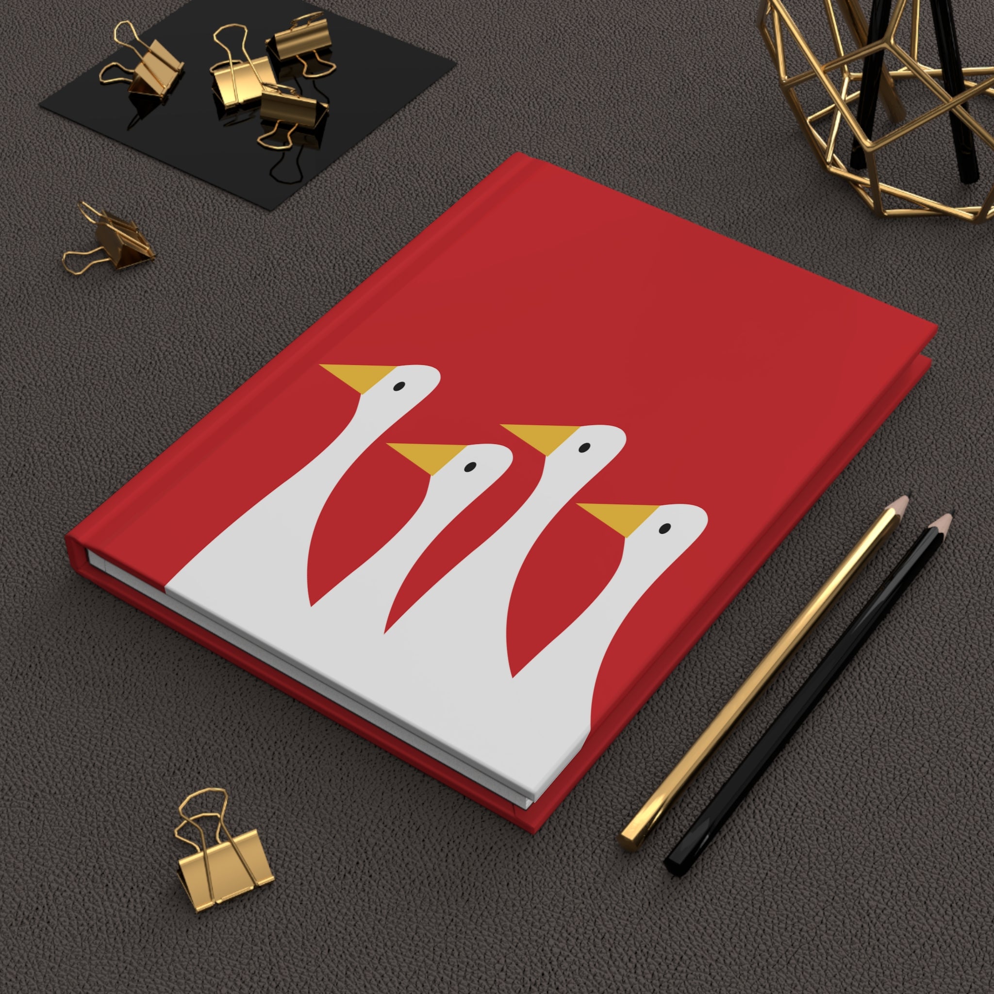 Traveling Ducks - Nifty Ducks Travel Logo - Scarlet - Hardcover Journal - Matte Finish