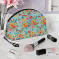 Bright Watercolor Flowers Makeup Bag - Fun & Functional Travel Accessory - Electric Blue