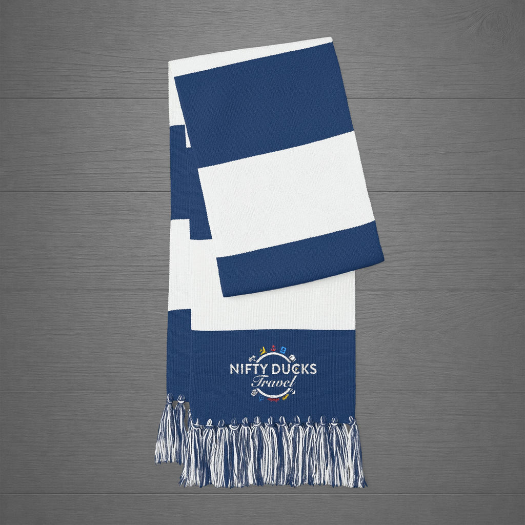Embroidered Striped Spectator Scarf - Nifty Ducks Travel Logo – Team Colors Fan Scarf