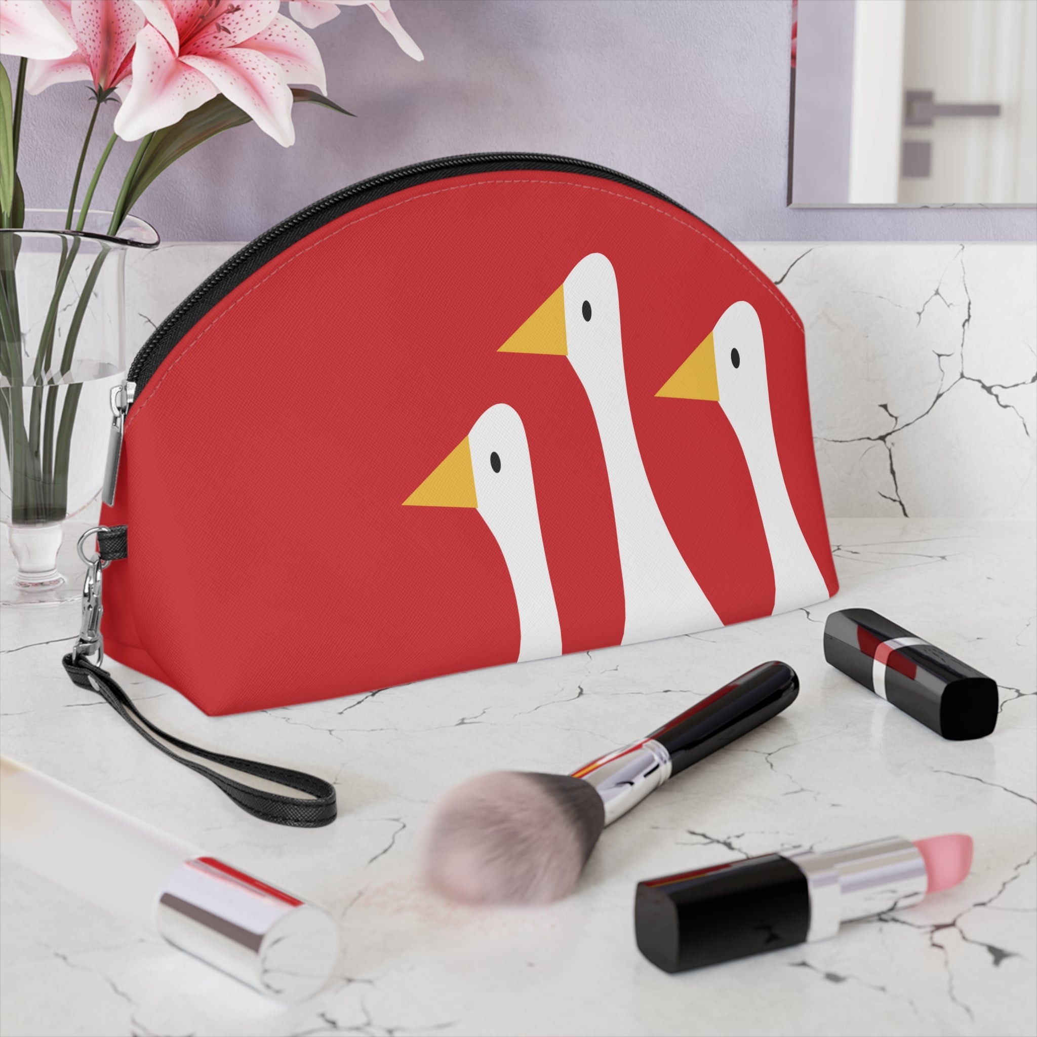 Traveling Ducks - Makeup Bag - Fun & Functional Travel Accessory - Scarlet