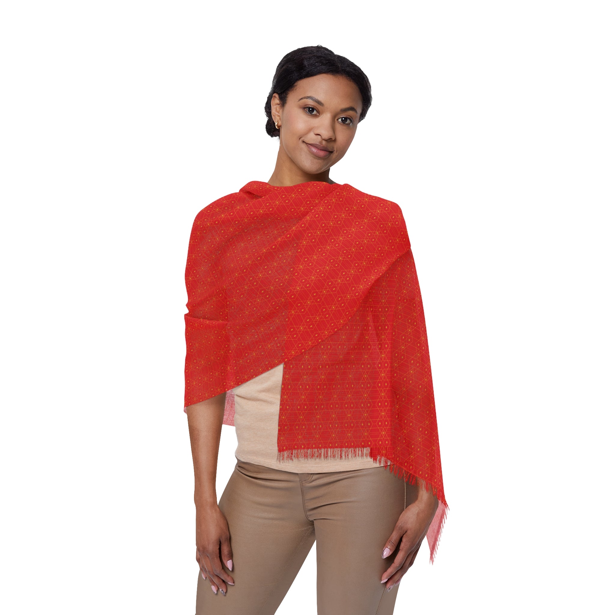 Dimetra - Scarlet - Gold - Scarf - Lightweight Shawl, Perfect for Outdoor Events, Mothers Day Gift