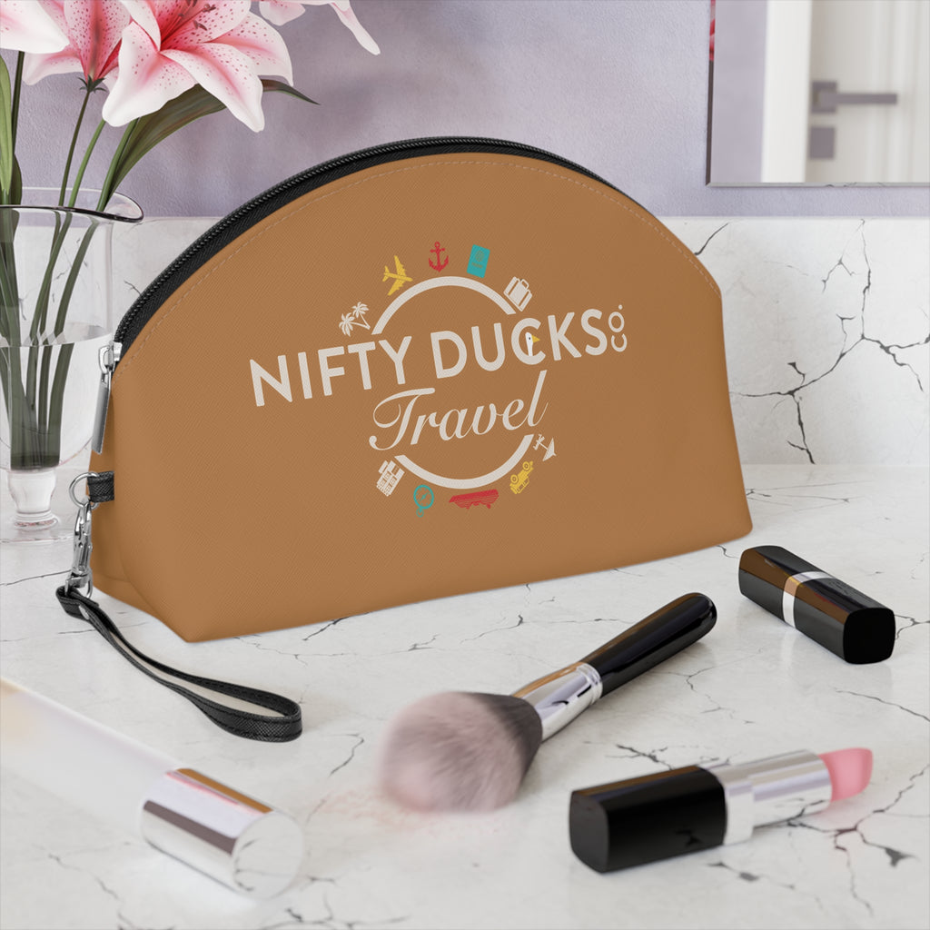 Nifty Ducks Travel Logo - Makeup Bag - Fun & Functional Travel Accessory - Brandy Punch