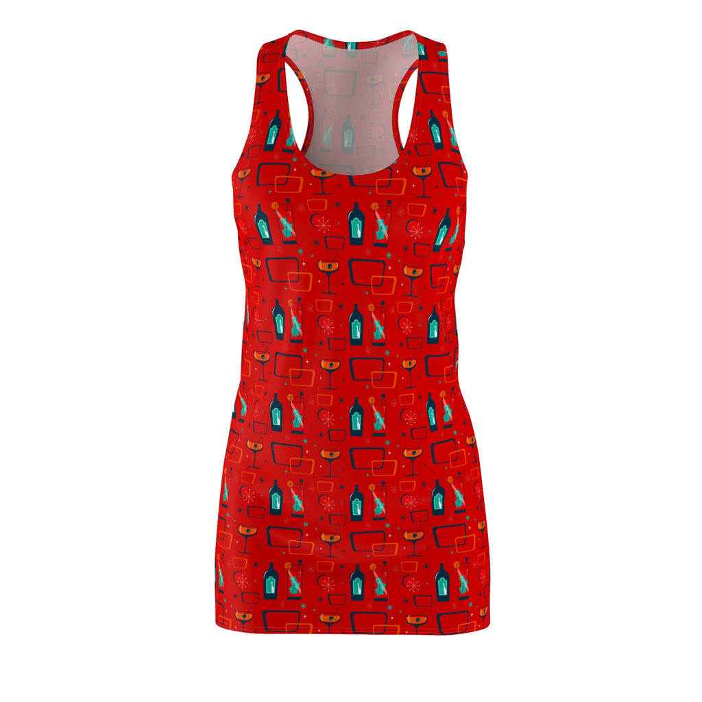 Cocktail Time - Scarlet - Racerback Dress for Summer Fun, Beach Wear, Vacation Style, Party Outfit, Ladies Sundress