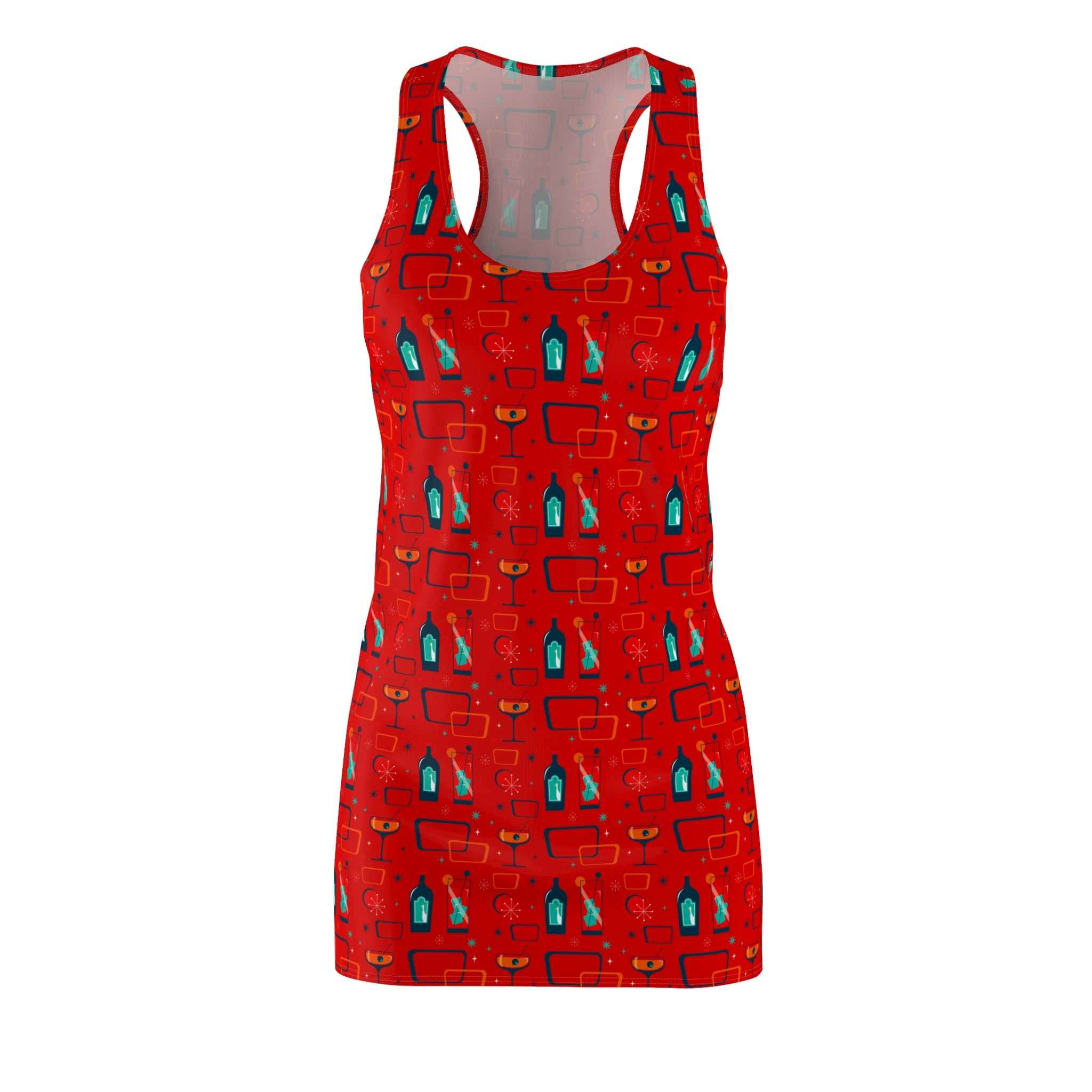 Cocktail Time - Scarlet - Racerback Dress for Summer Fun, Beach Wear, Vacation Style, Party Outfit, Ladies Sundress