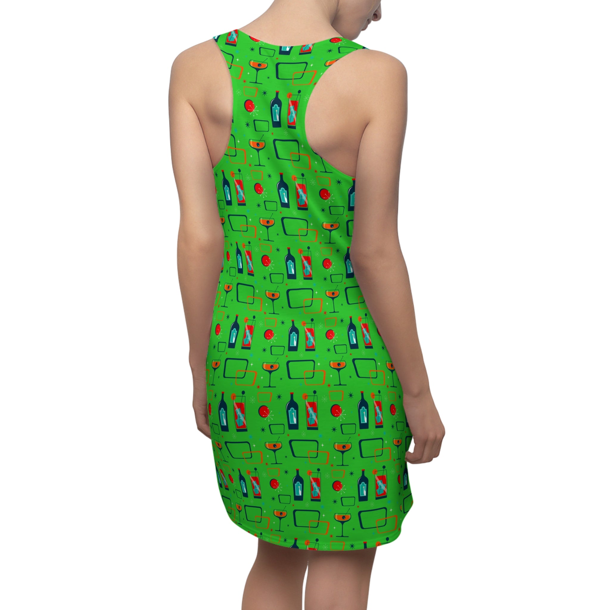 Cocktail Time - Lime Green - Racerback Dress for Summer Fun, Beach Wear, Vacation Style, Party Outfit, Ladies Sundress