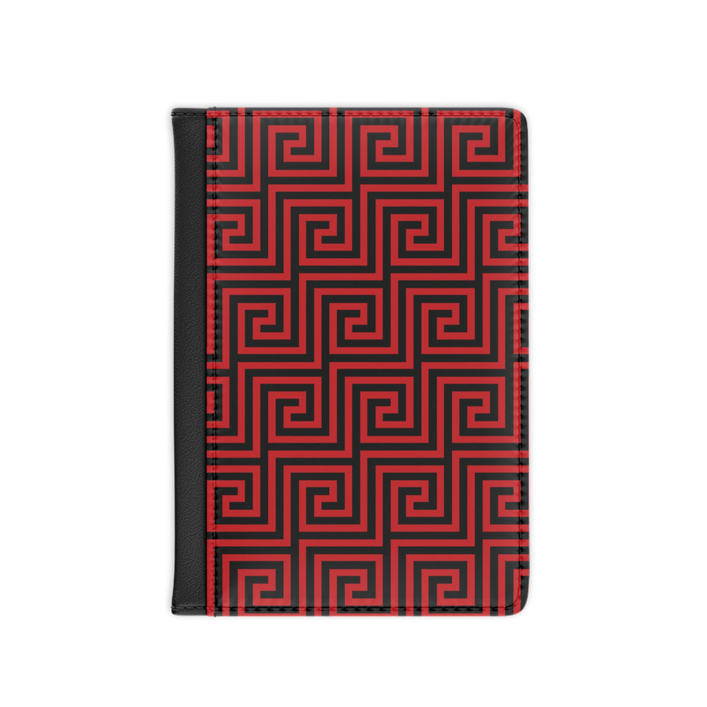 Greek Key - Red - Passport Cover | Travel Accessory, Gift for Jet setters, Unique Travel Journal, Vacation Must-Have, Gift for Travelers