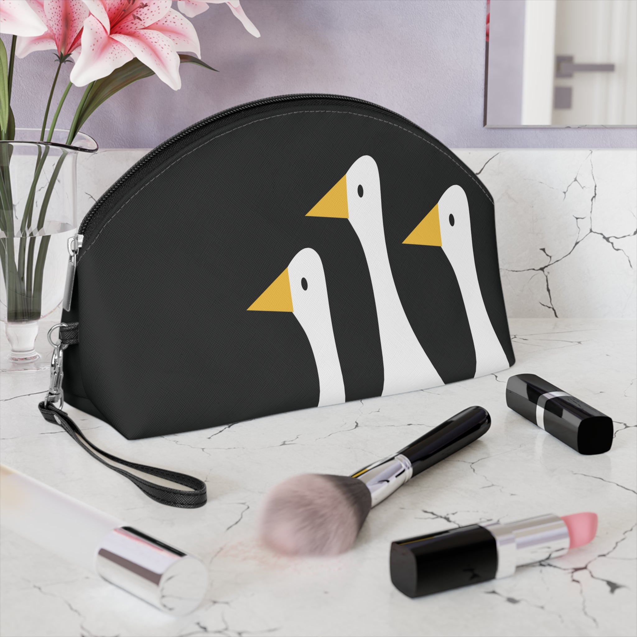 Traveling Ducks - Makeup Bag - Fun & Functional Travel Accessory - Black