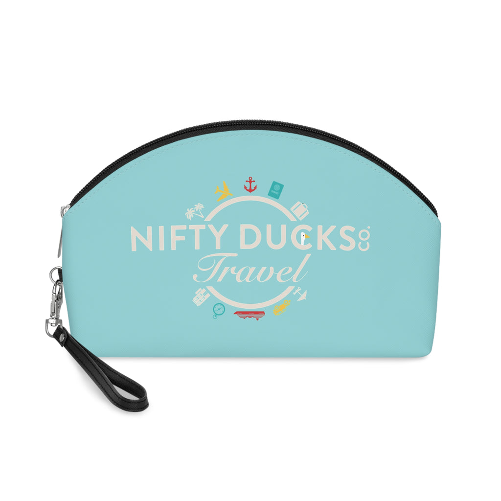 Nifty Ducks Travel Logo - Makeup Bag - Fun & Functional Travel Accessory - Electric Blue