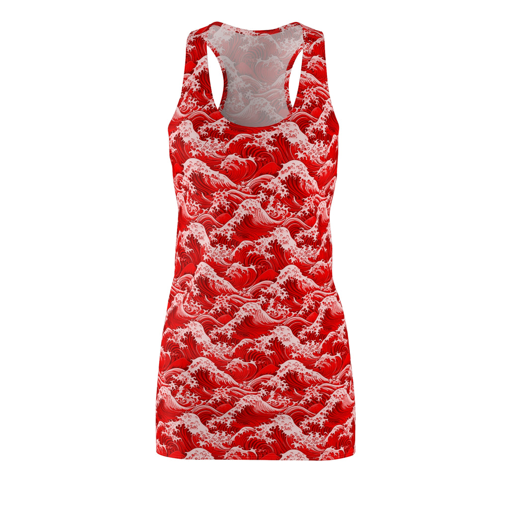 Tempest Tides - Red - Racerback Dress for Summer Fun, Beach Wear, Vacation Style, Party Outfit, Ladies Sundress