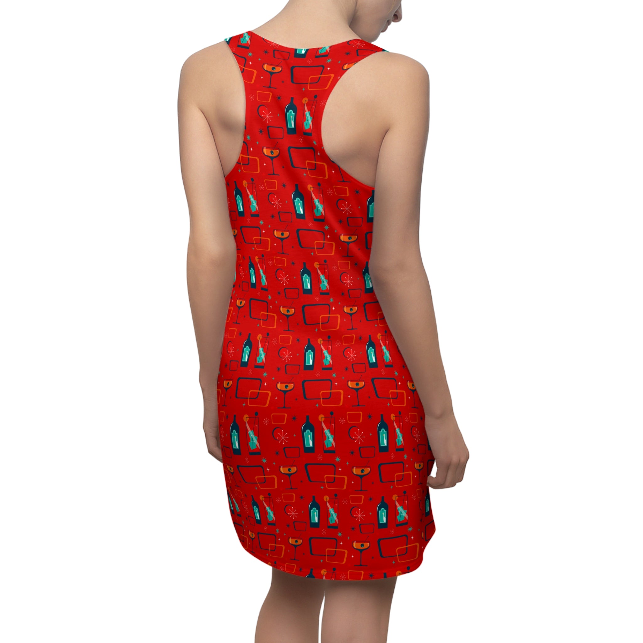 Cocktail Time - Scarlet - Racerback Dress for Summer Fun, Beach Wear, Vacation Style, Party Outfit, Ladies Sundress