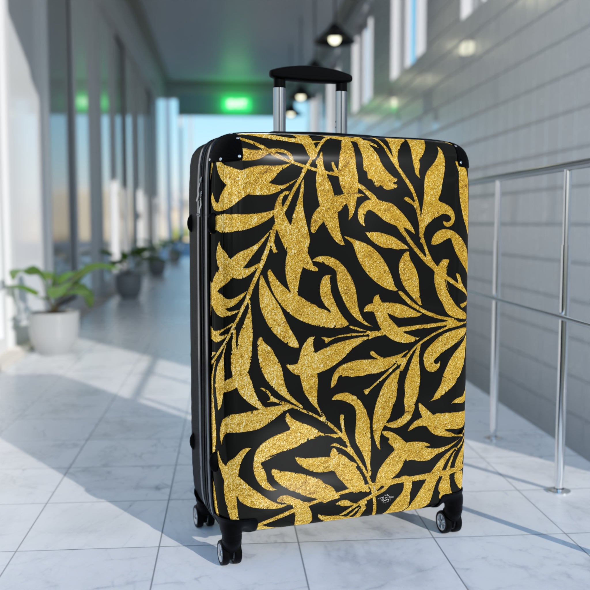 Gold Leaves - Black - Suitcase - Stylish Luggage for Adventurers