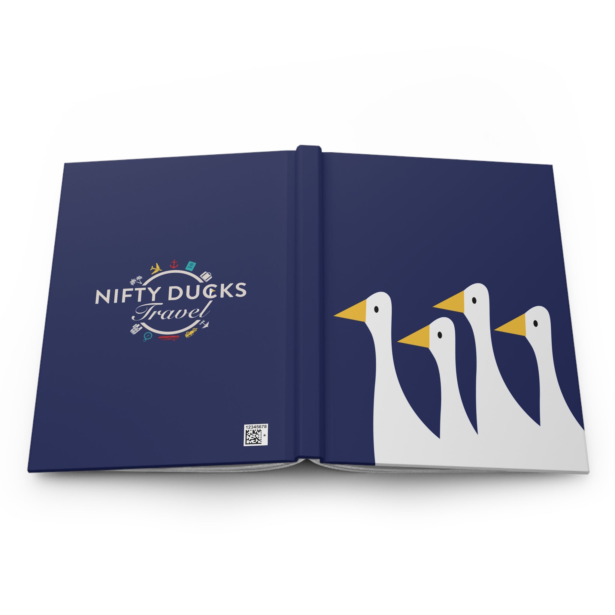 Traveling Ducks - Nifty Ducks Travel Logo - Royal Blue - Hardcover Journal - Matte Finish