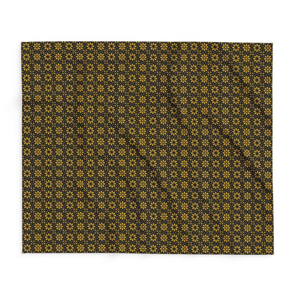 Florina - Black - Gold - Cozy Arctic Fleece Blanket - Festive Holiday Throw
