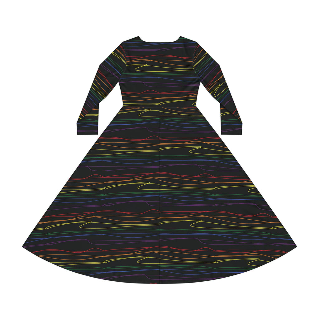 Elegant Women's Long Sleeve Dance Dress - Chromawave - Black -