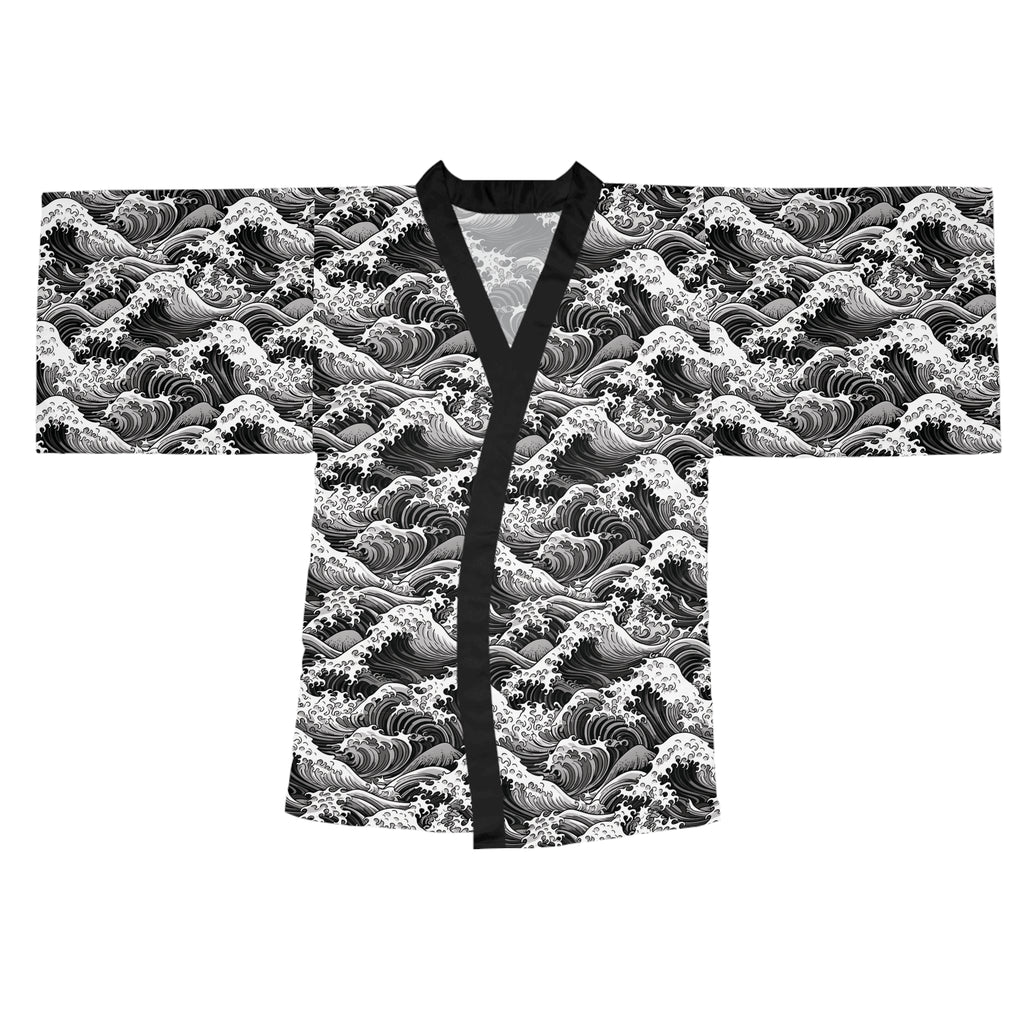 Tempest Tides - Black - Long Sleeve Kimono Robe - Chic Loungewear, Spa Outfit, Gift for Her, Inner Peace, Home Comfort