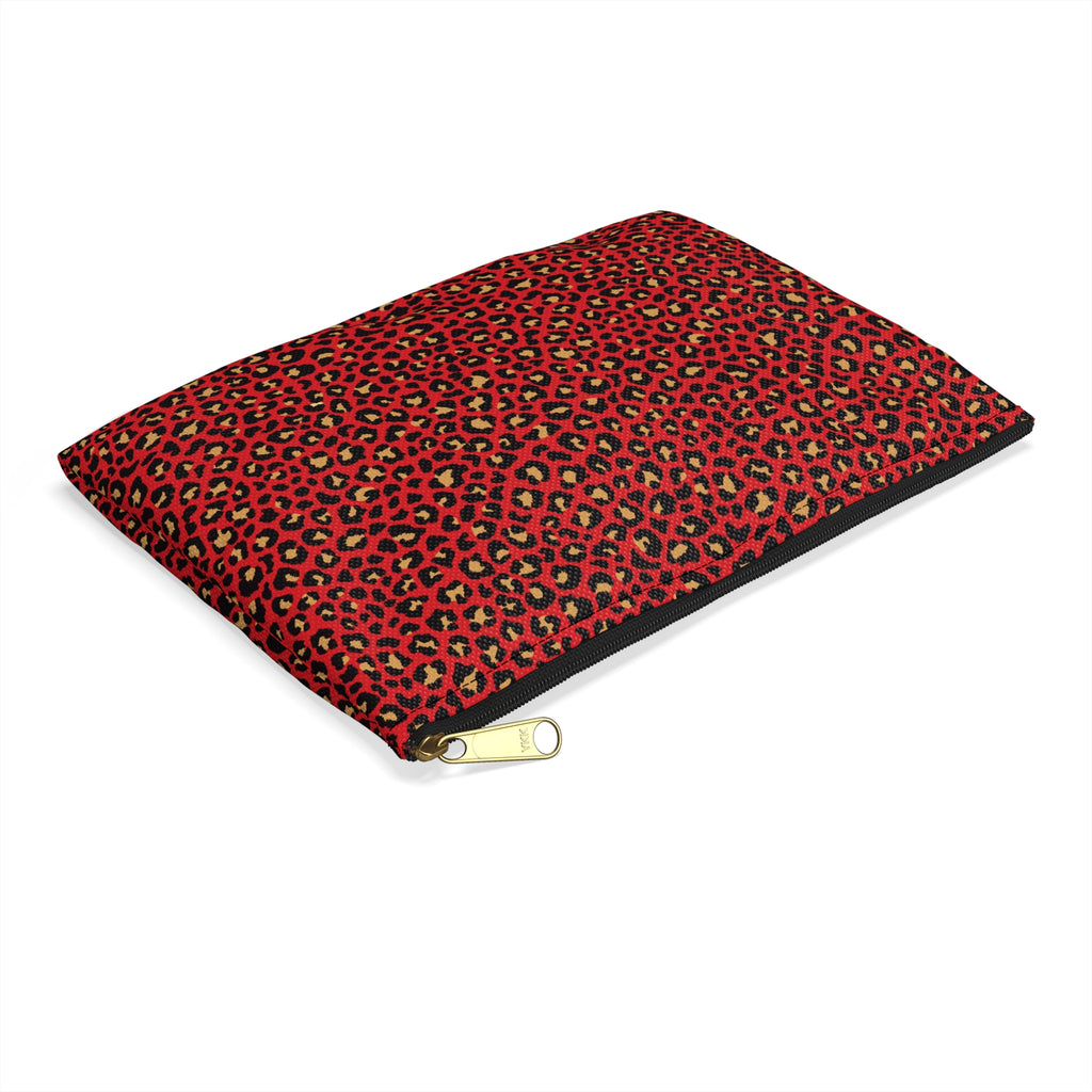 Spicy Kitty - Scarlet - Leopard Print - Nifty Ducks Travel Accessory Pouch - Perfect for Adventurers & Travelers