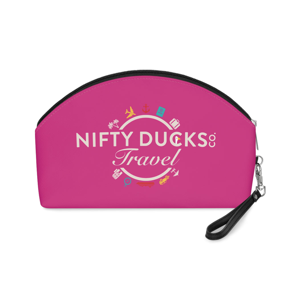 Nifty Ducks Travel Logo - Makeup Bag - Fun & Functional Travel Accessory - Barbie Pink