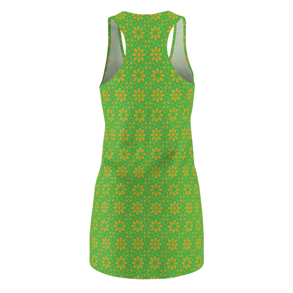 Florina - Lime Green - Gold - Racerback Dress for Summer Fun, Beach Wear, Vacation Style, Party Outfit, Ladies Sundress