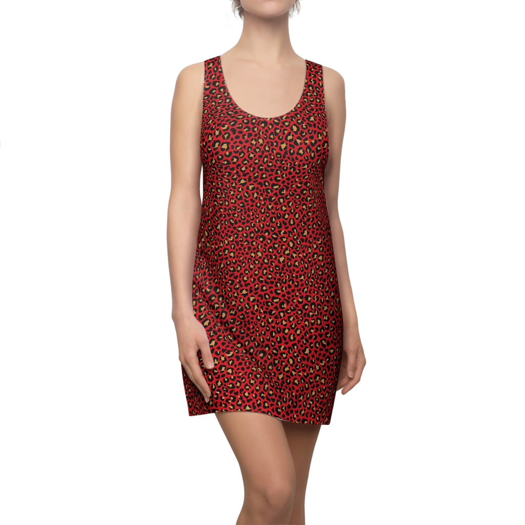Spicy Kitty - Scarlet - Leopard Print -  Racerback Dress for Summer Fun, Beach Wear, Vacation Style, Party Outfit, Ladies Sundress
