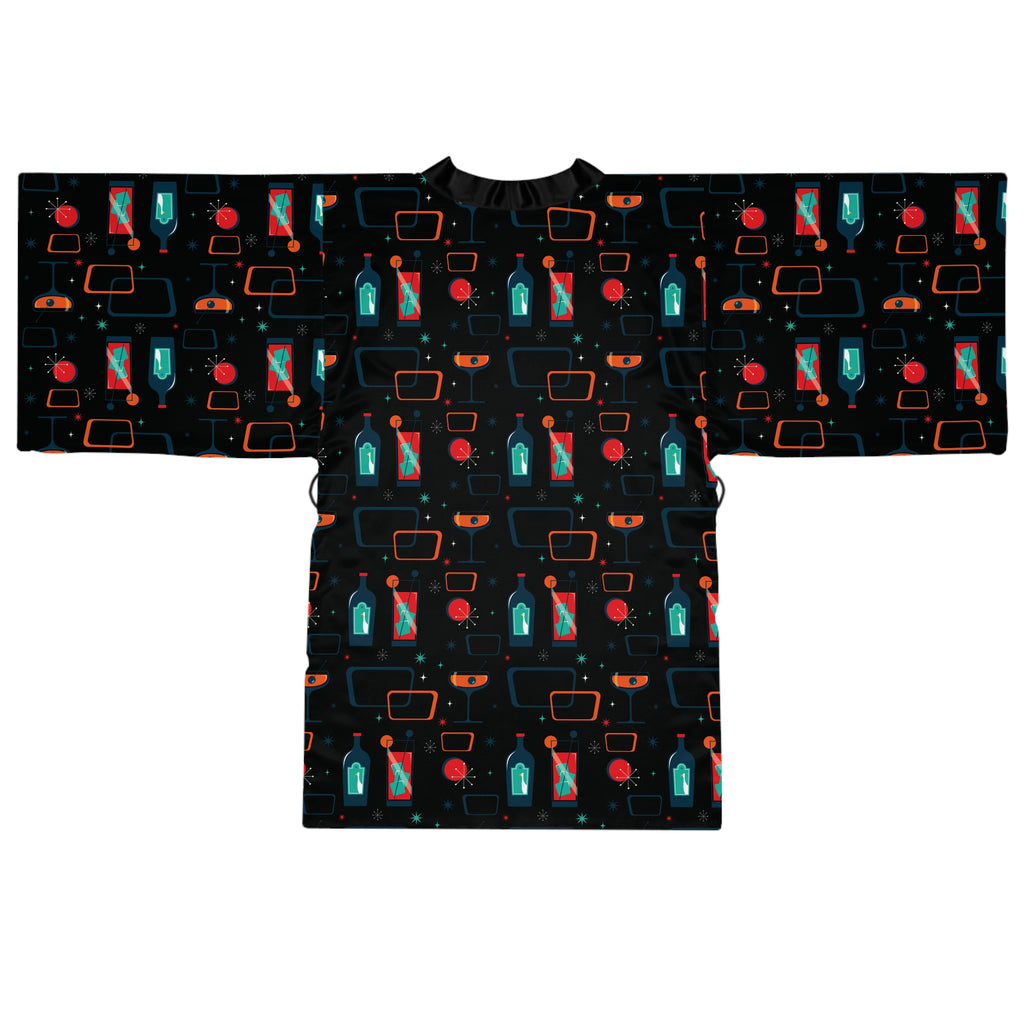 Cocktail Time - Black - Long Sleeve Kimono Robe - Chic Loungewear, Spa Outfit, Gift for Her, Inner Peace, Home Comfort