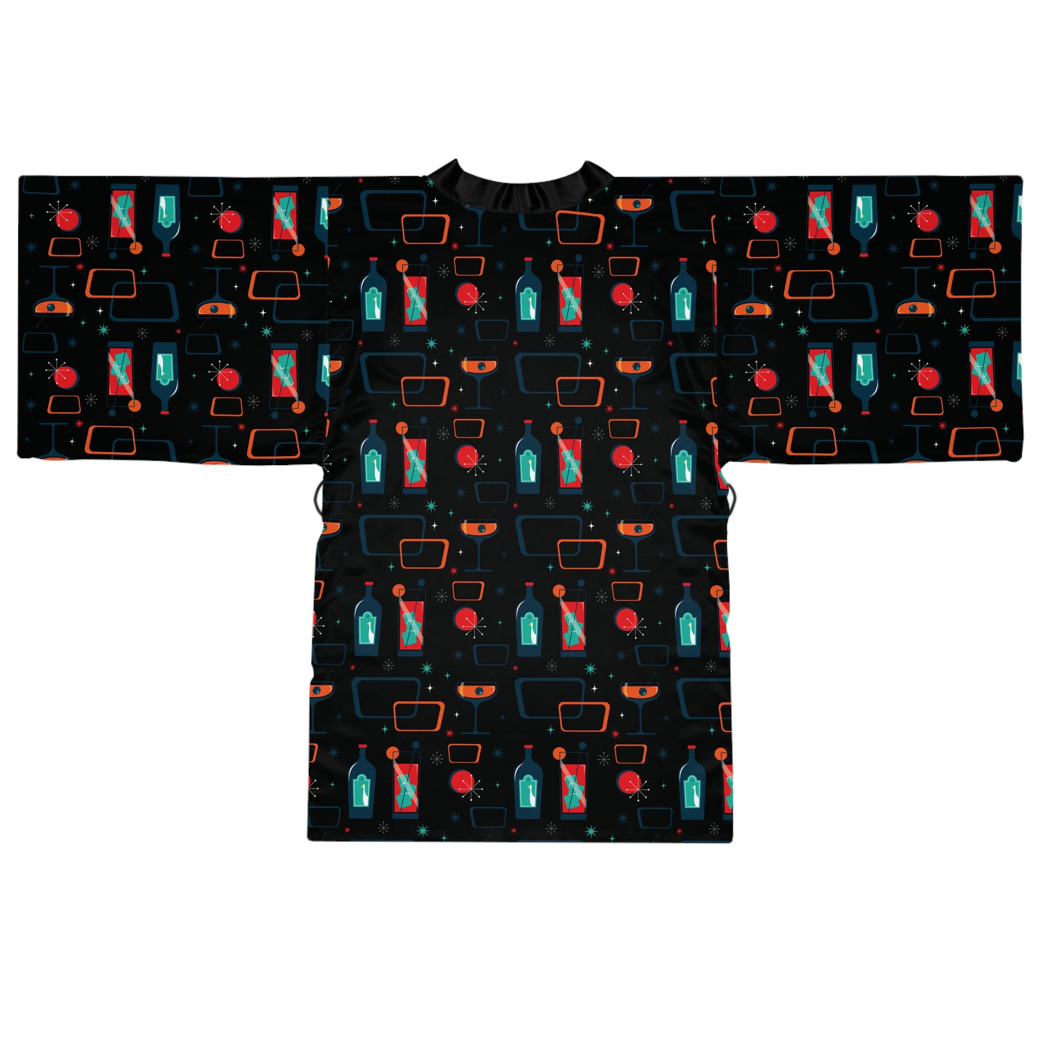 Cocktail Time - Black - Long Sleeve Kimono Robe - Chic Loungewear, Spa Outfit, Gift for Her, Inner Peace, Home Comfort