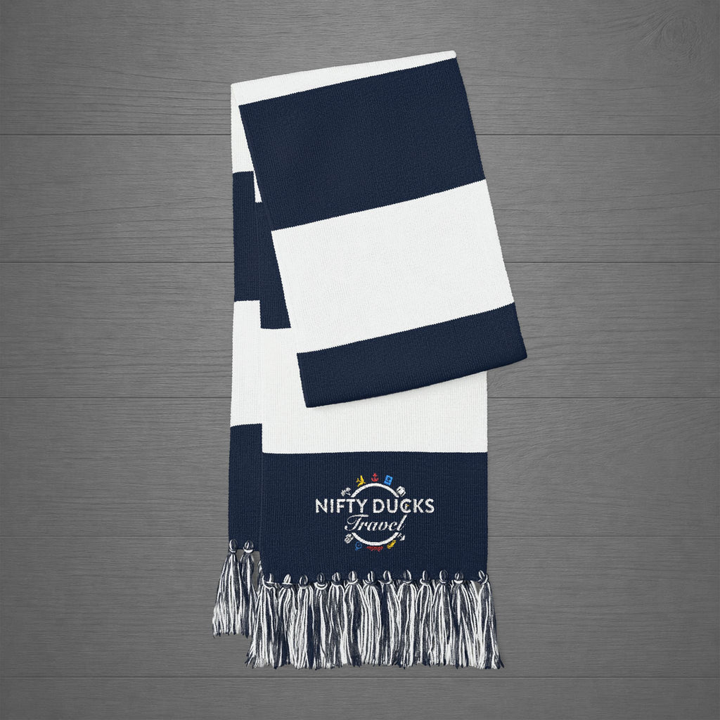 Embroidered Striped Spectator Scarf - Nifty Ducks Travel Logo – Team Colors Fan Scarf