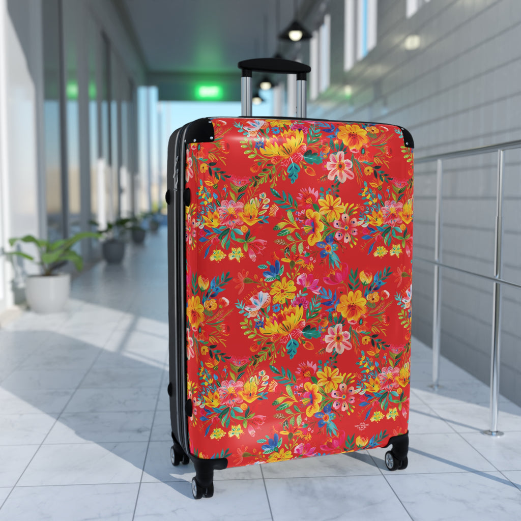 Bright Watercolor Flowers - Red - Suitcase - Stylish Luggage for Adventurers