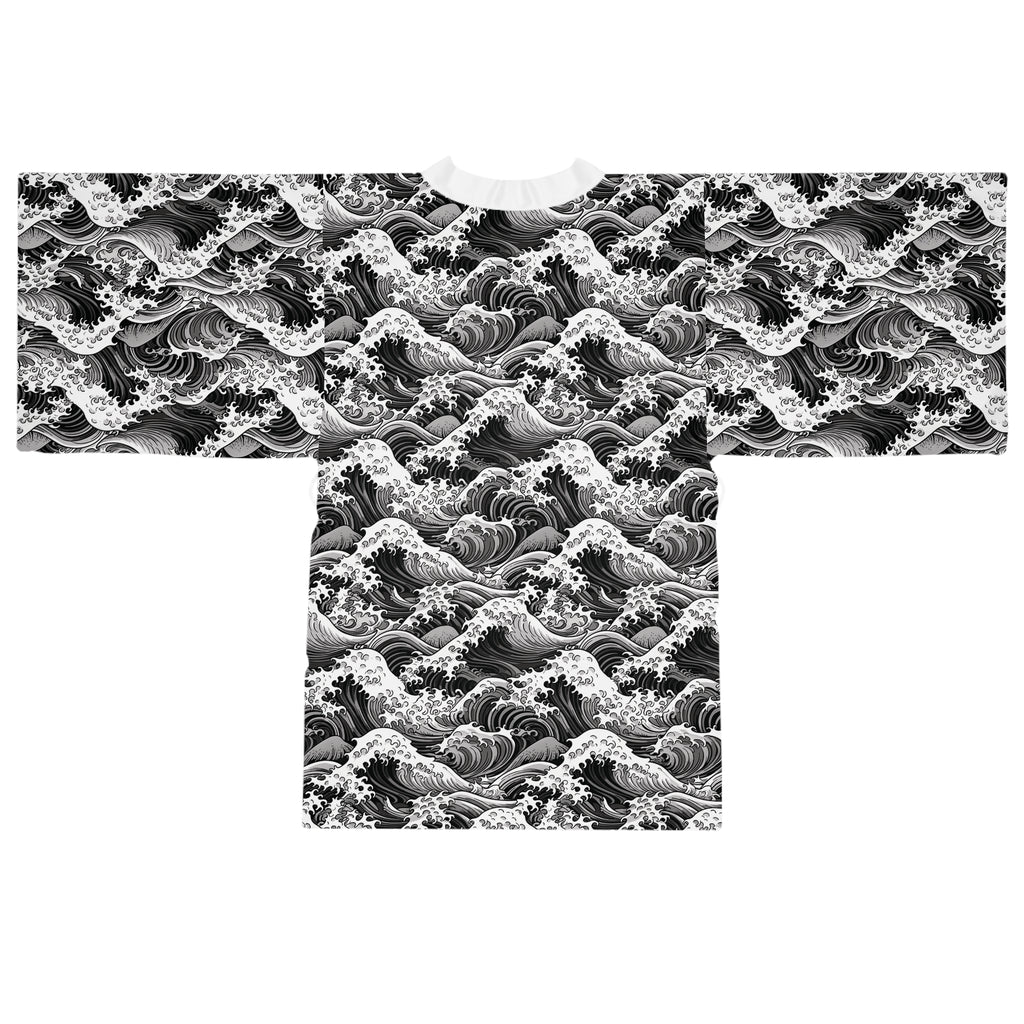 Tempest Tides - Black - Long Sleeve Kimono Robe - Chic Loungewear, Spa Outfit, Gift for Her, Inner Peace, Home Comfort