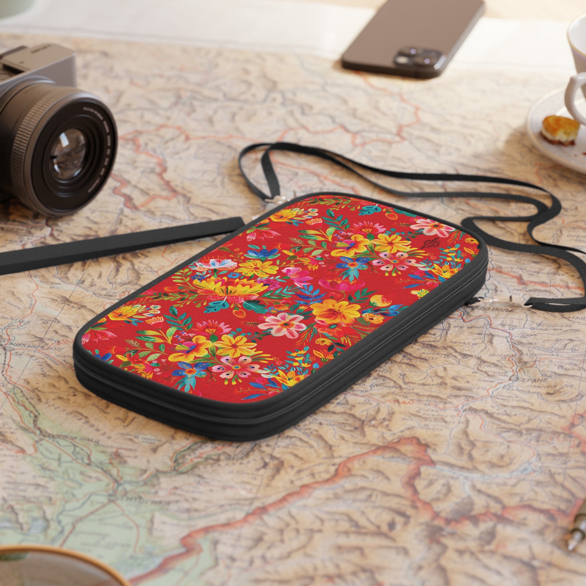 Bright Watercolor Flowers Passport Wallet - Perfect for Adventurers & Travelers - Scarlet