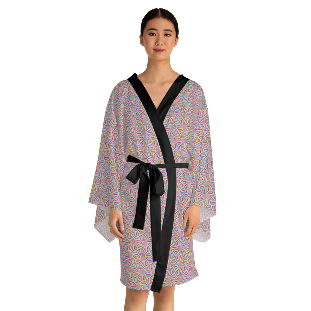 Colorful Pinwheel - Long Sleeve Kimono Robe - Chic Loungewear, Spa Outfit, Gift for Her, Inner Peace, Home Comfort
