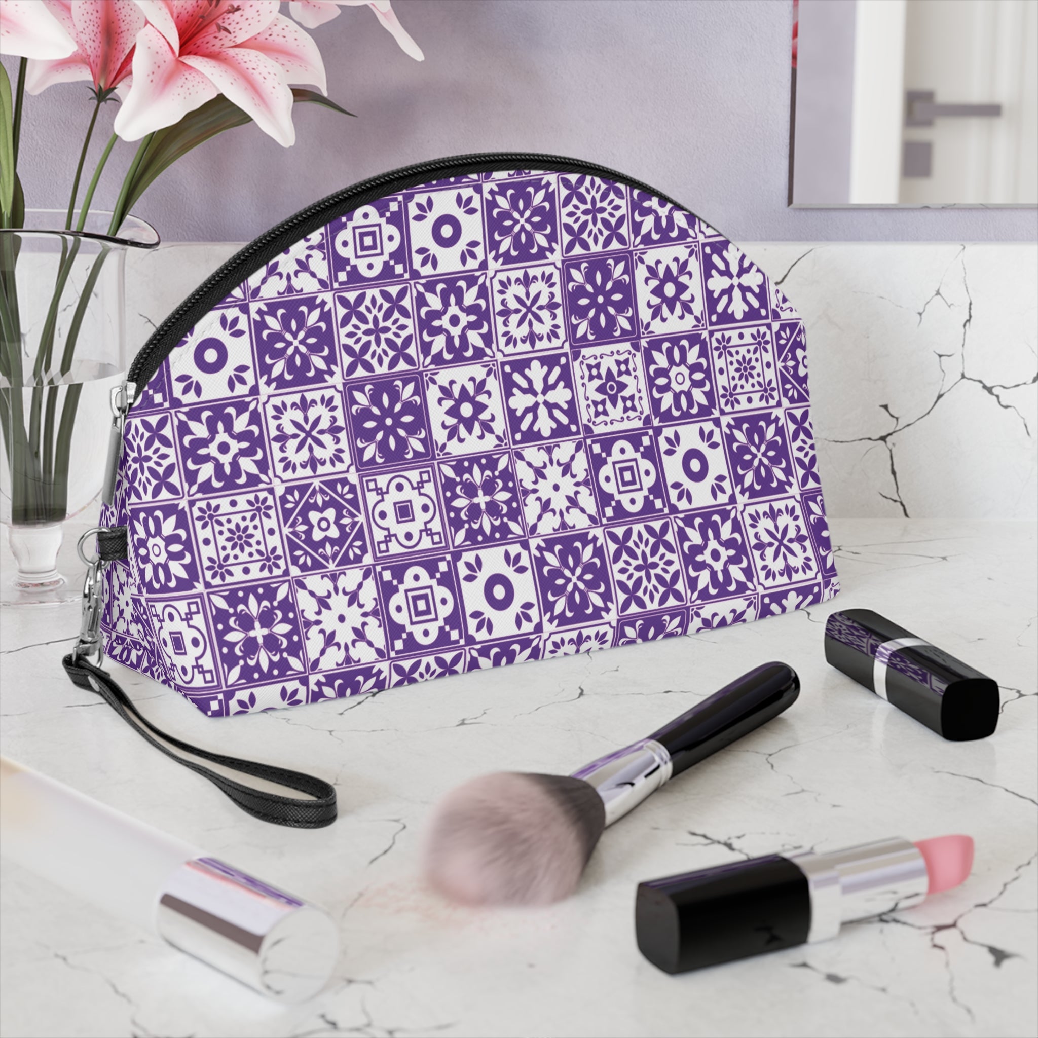 Mediterraneo Mosaic - Purple - Mid Century design - Makeup Bag - Fun & Functional Travel Accessory