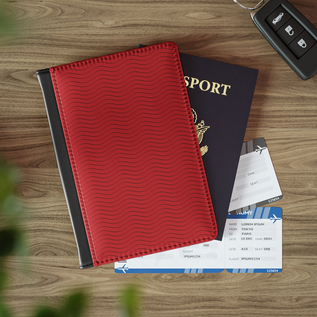 Scarlet Waves - Scarlet - Passport Cover | Travel Accessory, Gift for Jet setters, Unique Travel Journal, Vacation Must-Have, Gift for Travelers