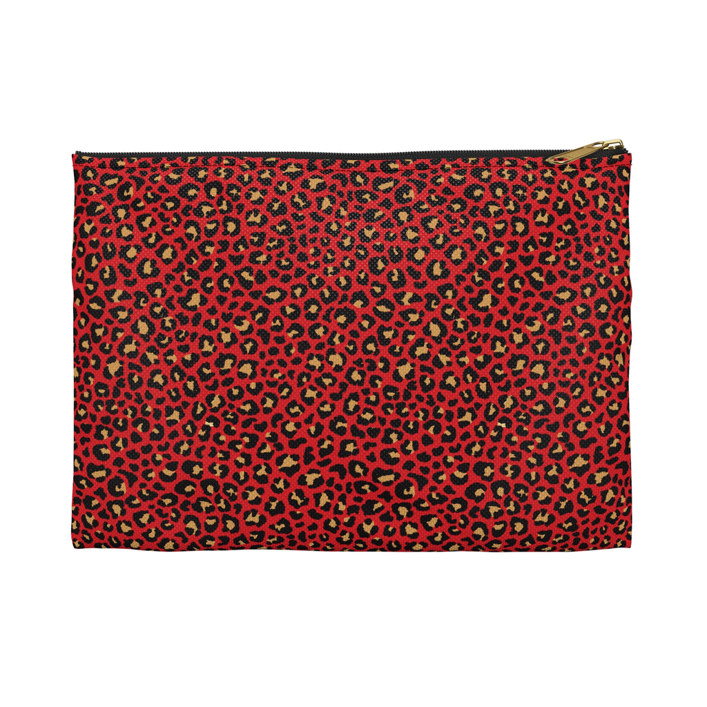Spicy Kitty - Scarlet - Leopard Print - Nifty Ducks Travel Accessory Pouch - Perfect for Adventurers & Travelers